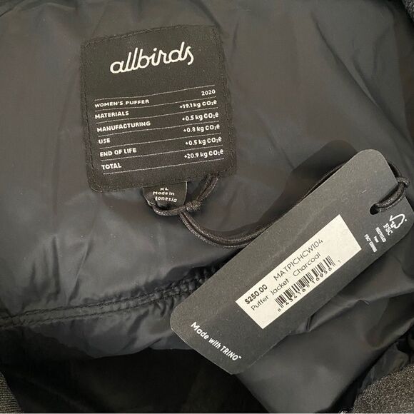 Allbirds Charcoal Gray Trino Puffer Jacket Sz XL NWT - Picture 9 of 16